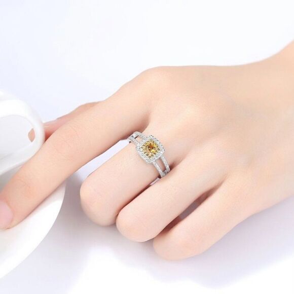 Stamped .925 Sterling Silver & Topaz w/ Pave CZ and Double Band- Sizes 8&9 - Picture 6 of 6